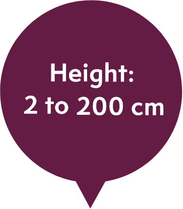 Height: 2 to 200 cm